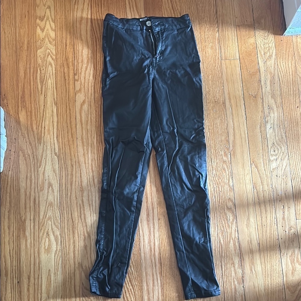 Missguided Black Skinny Pants Sleek Fit - faux leather
